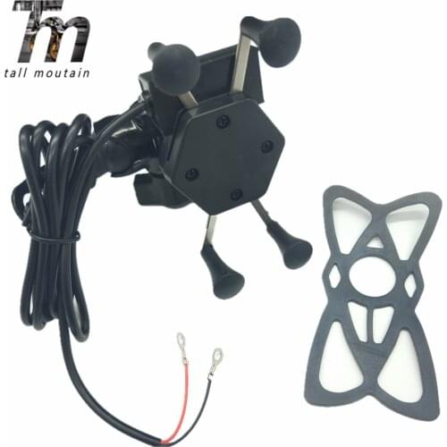 Montura Universal para motocicleta montura para teléfono móvil soporte X abrazadera de carga USB soporte para GPS iPhoneX 8 7 6s