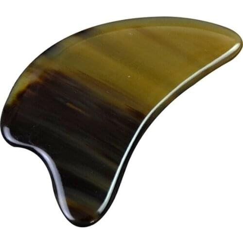 Natural Horn Gouache Scraper Thick Dolphin Triangle Guasha Board Facial Eye Acupuncture Scraping Therapy Spa Massage Beauty Tool