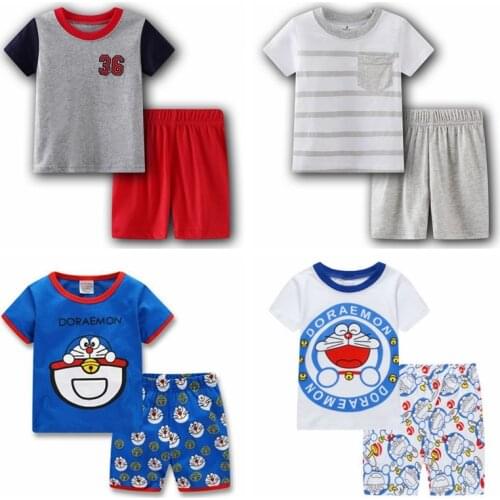 Newest Boys Pajamas Pyjama Girls Pijamas Sets Toddler Cotton Sleepwear Children Cartoon Nightwear Kids Short Sleeve Summer Pjs