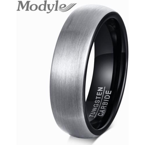 Modyle New Fashion 100% Tungsten Carbide Wedding Male Ring Jewelry Punk Vintage Black Silver Color Brushed Matte Rings for Men