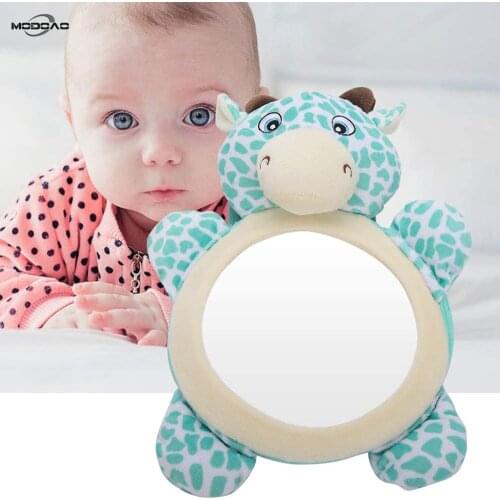 New Baby Car Mirror Shatterproof Rear Facing Backseat Mirrors Educational Plush Cartoon Animal Toy Baby on Board Sign Watch