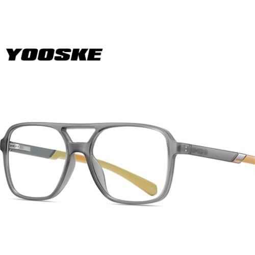 YOOSKE Anti Blue Light Glasses TR90 Square Computer Eyeglasses Frames for Men Women Anti-reflective Optical Lens Spring Legs