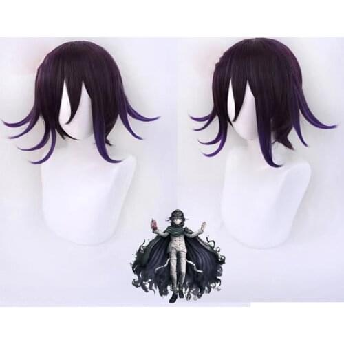 DanganronpaV3 Kokichi Oma cosplay wig 35cm Black purple osplay Anime Cosplay Wigs Heat Resistant Synthetic Wigs Halloween
