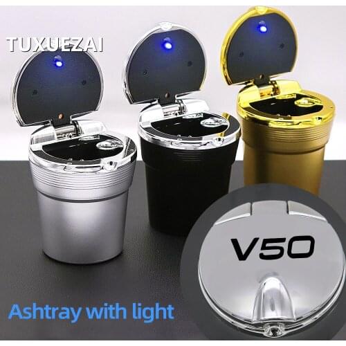 For Volvo V50 Car Logo Ashtray Car With LED Light Car Ashtray Car Ashtray Trash Box Creative Personality With lid Ashtray
