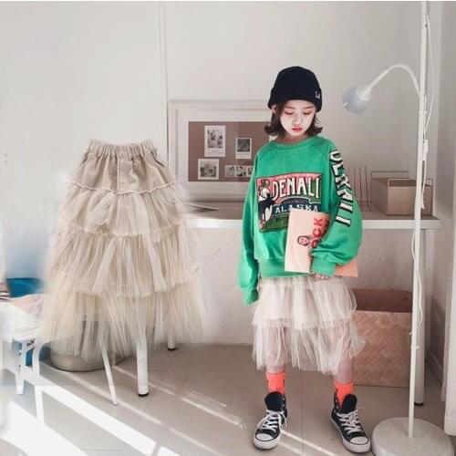 2020 spring new style pleated girls skirts fashion patchwork mesh skirts baby girls cute princess skirts kids skirts 4-14Yws1490