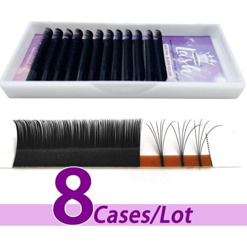 8pcs/lot MASSCAKU 12rows matte black easy fan lash bloom in one seconds easy fan lashes cashmere volume eyelash extension