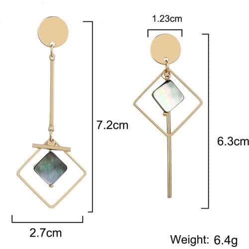 2019 Korea Style Geometric Dangle Earrings Asymmetry Gold Color Metal Acrylic Cute Girls Ear Decoration Trendy Earring For Women