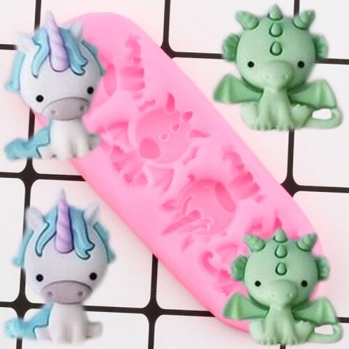 Dinosaur Dragon Silicone Molds Chocolate Fondant Mold Baby Party Cake Decorating Tools Cupcake Topper Candy Polymer Clay Moulds
