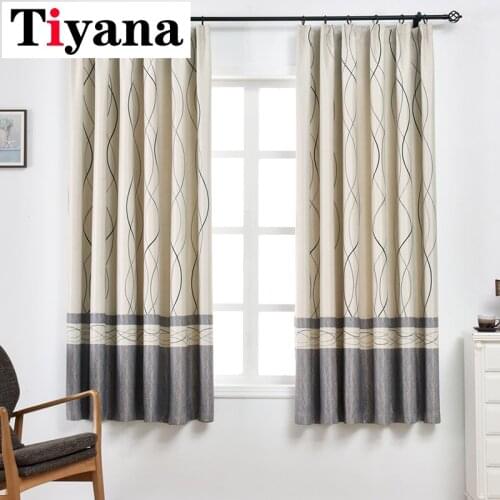 Modern Wavy Striped Short Curtains Drapes for Bedroom Kitchen Living Room Home Decortive Thick Window Cortina PC08Y