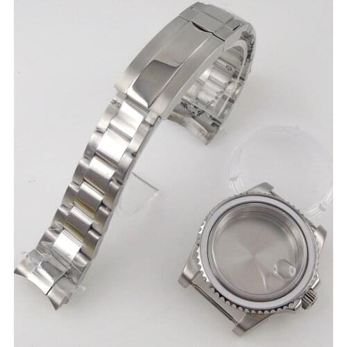Steel 40mm Automatic Watch Case fit NH35A Jubilee/Oyster Strap fit NH35A Seeing Back Screwdown Crown