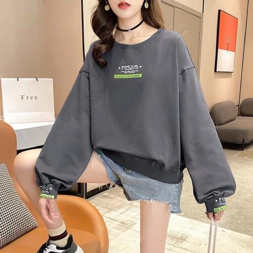 Plus Size Thin Sweatshirt Women For Spring Autumn Korean Loose O-neck Pullover Top Women Coat Fashion Oversize Sweatshirt Women