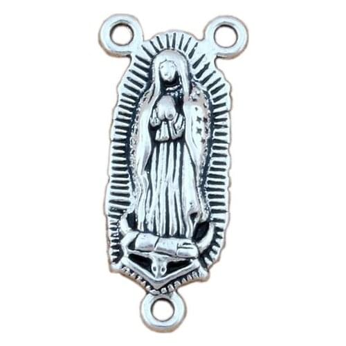 OLR Lady of Guadalupe Triangular 3-Strand Charm Spacer End Connector 14x30.5mm 50pcs Antique Silver Jewelry F-60
