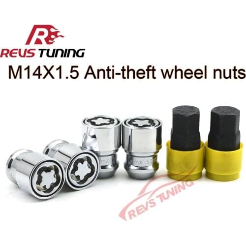 4Nuts+2Keys m14x1.5 36mm Steel Anti-Theft Security Auto Car Wheel Rim Lock Locking Lug Nuts