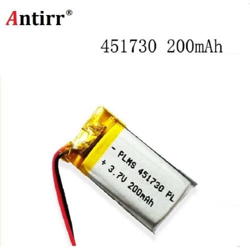 451730 3.7V 200mAh Polymer Li-ion Battery For bluetooth headset Bracelet Wrist Watch pen PSP PDA MP3/MP4/Game Player