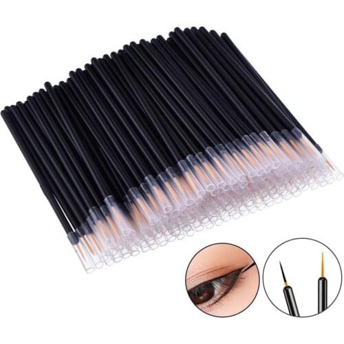 50/100Pcs Professional Beauty Makeup Eyeliner Brushes With Cap Fine Nylon Hair Make Up Brush Disposable Fiber Eyeliner Brush