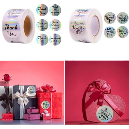 500Pcs Laser Thank You Sticker Paper Label Stickers Scrapbooking Birthday Wedding Envelope Seals Handmade Stationery Sticker