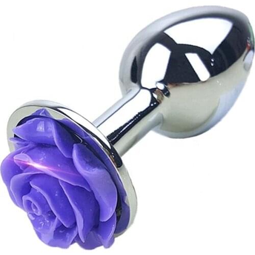 Unisex 28*70MM Silver Stainless Steel Anal Plug Rose Gem Sex Toy Anal Plug Metal Erotic Toy bdsm
