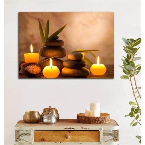 Aromatic Candles & Zen Stones Canvas Wall Art Picture Print On Canvas Home Decor Drop shipping