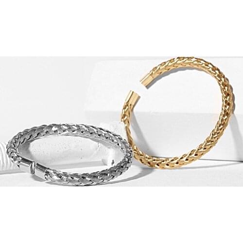 Beichong Trendy Knitting Titanium Steel Wire Bangle Jewelry Cable Wire Bracelet Men&Women Bileklik Pulseira Jewelry