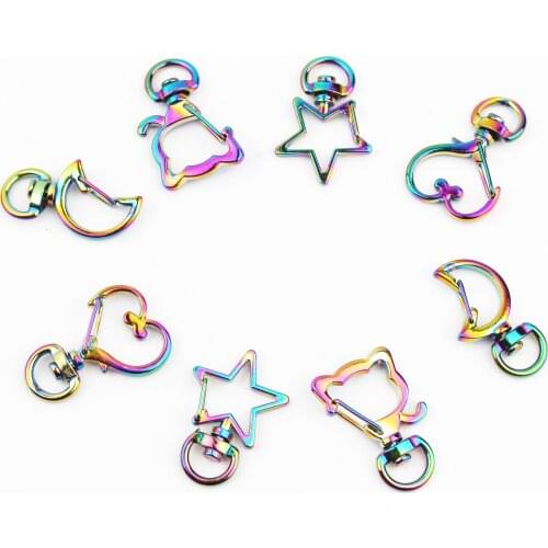 5PCS Color DIY Multiple Metal Keychain Personality Simple Animal Shape Design Car Key Case DIY Pendant Accessories