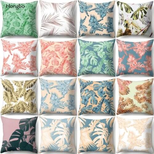 Hongbo Tropical Rainforest Plant Leaves Polyester Sofa Cushion Cover Leaf Wedding Decoration Pillow Case chair Pillow Cover