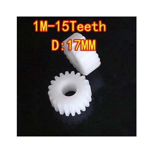 D:17MM 1M-15T tooth plastic POM flat straight spur gear transmission DIY Motor Gear --Hole D:5MM
