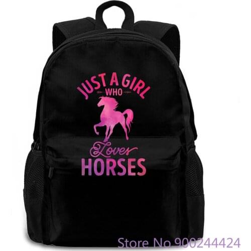 Kids Just A Girl Who Loves Horses Watercolor Horse 12 Black Custom Printed Hot Sales women men backpack laptop travel
