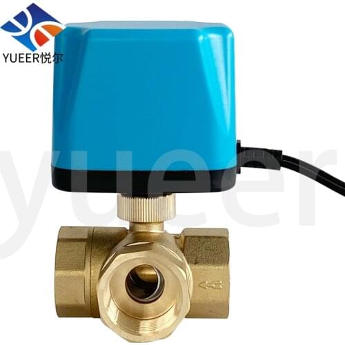 DN15 DN20 DN25 DN32 DN40 12V 24V 220V Electric 3-way Ball Valve Normally Closed Brass Motorized Control Actuator Valve