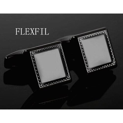 FLEXFIL Luxury shirt cufflinks for mens Brand cuff buttons cuff links gemelos High Quality Square wedding abotoaduras Jewelry