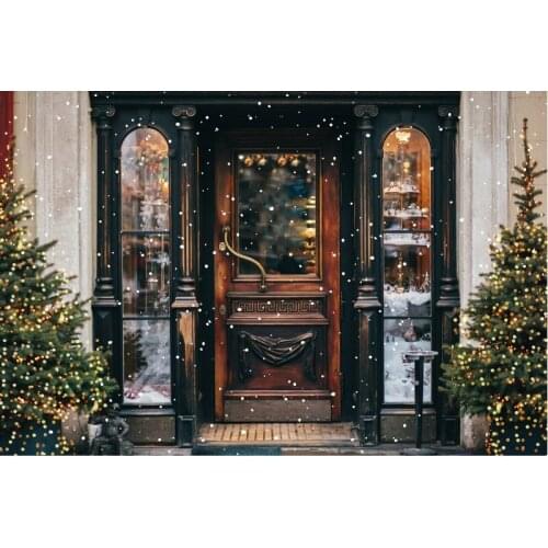 Christmas Backdrop Baby Shower Newborn Wedding Party Decor Xmas Tree Window Door Background Photography Photo Booth Studio Props