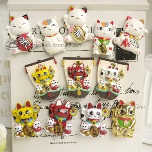 Hot-selling export to Japan creative Japanese lucky cat painted resin refrigerator magnets tourist souvenir gifts