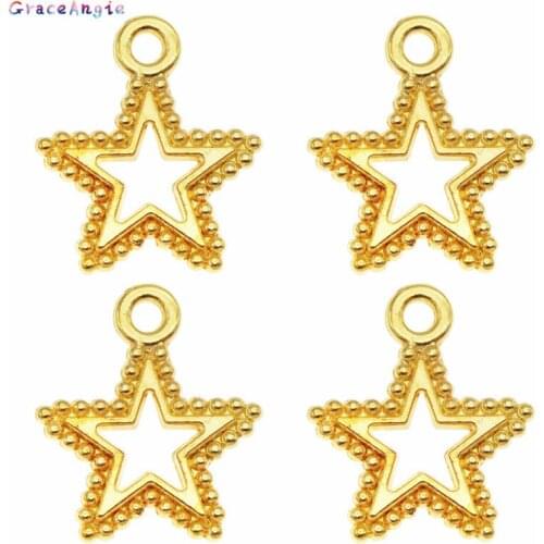 GraceAngie 20PCS Gold Alloy Star Pendant Charms Alloy Dangle Earrings Bracelet Crafts Jewelry Necklace Making Findings Keychain