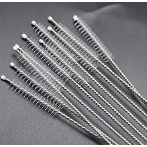 10Pcs Stainless Steel Nylon Cleaning Brush Tool for Baby Feeding Bottle Pipe