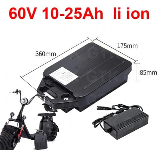 60v 20Ah li ion battery 60v 18Ah 15Ah 25Ah lithium for 1000w 1500w citycoco X7 X8 X9 trolling motor lithium battery +5A charger