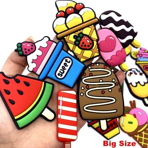 10PCS Big Size Cartoon Lovely Colorful PVC Flat Back Ice Cream Accessories For DIY Jewelry Pendants Refrigerator Magnet