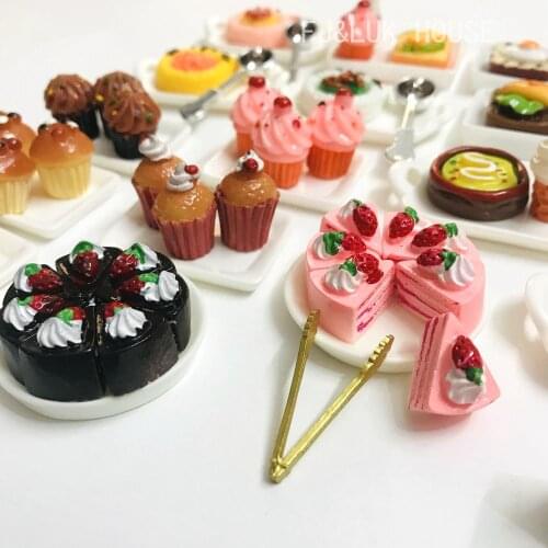 1/6 Scale Mini Pretend Food Toys Miniature Dollhouse Bread Cupcake Toast Bakery Shop for Blyth Barbies BJD Doll House Kitchen