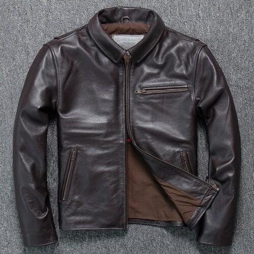 2020 Mens Soft Cowhide Brand Designer Genuine Leather Jacket Male High Quality Motorcycle Vinatge Business Zipper Coat