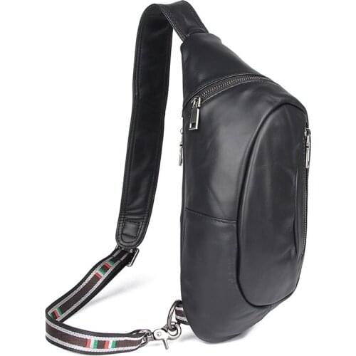 Chest Bag Mens shoulder bag Leather Backbag With Travel Organizer Male Sling Leather Crossbody Bags 4022A