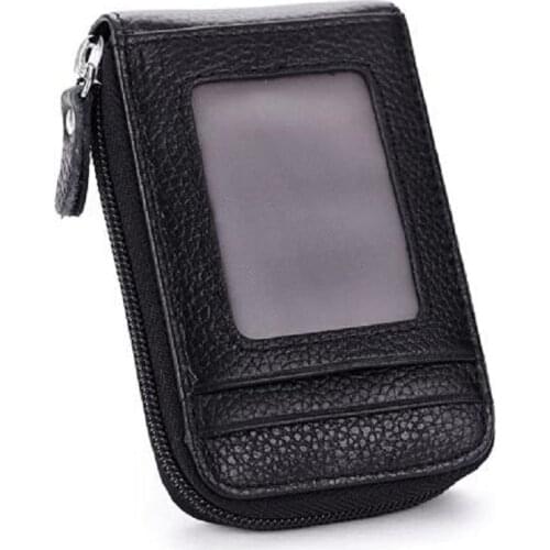 Mens Wallet Leather Credit Card Holder Blocking Zipper Thin Pocket ID Holders
