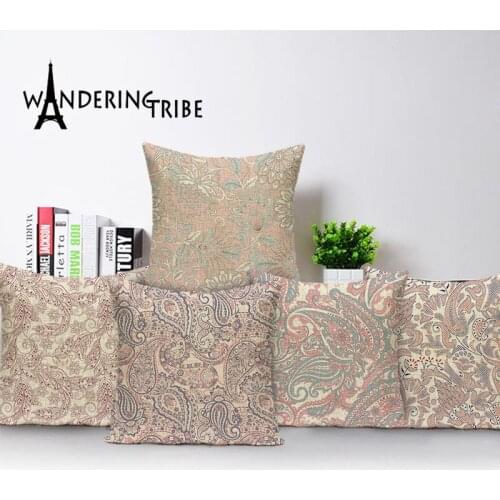 Vintage Decorative Cushion Cover Geometric Printing Throw Pillows Covers Flower Pillow Cushion Cases Linen Pillow Case 45 * 45