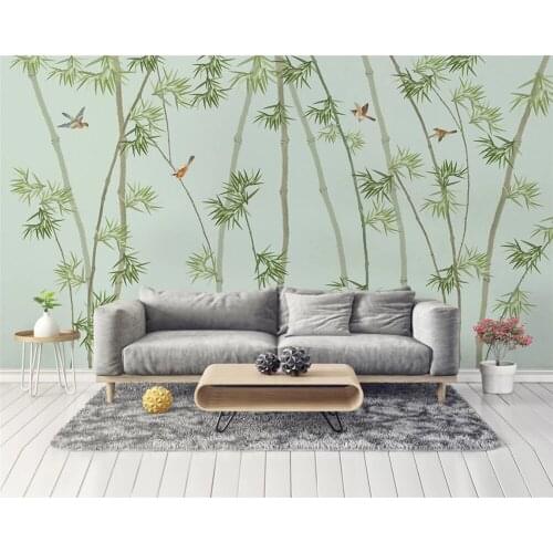 Beibehang Custom papel de parede wallpaper new Chinese hand-painted ink bamboo flowers and birds living room background behang