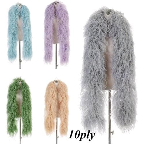 Wholesale 10ply Ostrich Feathers Boa Feather White ostrich 0.5M 1M 2M for Crafts wedding Plume shawl Dress making decoration