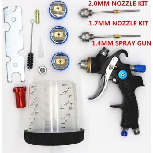 Spray gun with adapter and pps tank HVLP SPRAY GUN gravity feed nozzle Paint spray gun no clean cup 1.4/1.7/2.0mm nozzle