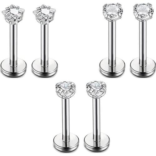 TIANCIFBYJS zircon Ear Cartilage Earrings Lip Rings Labret piercing barbell Stud Body Piercing Jewelry Tragus Earrings