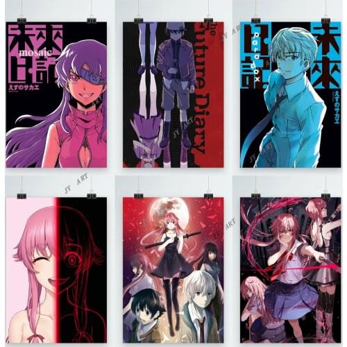 Nordic Japanese Anime Future Diary Retro Poster Prints Mirai Nikki Beauty Canvas Painting Wall Art Picture Home Decor Wall Decor