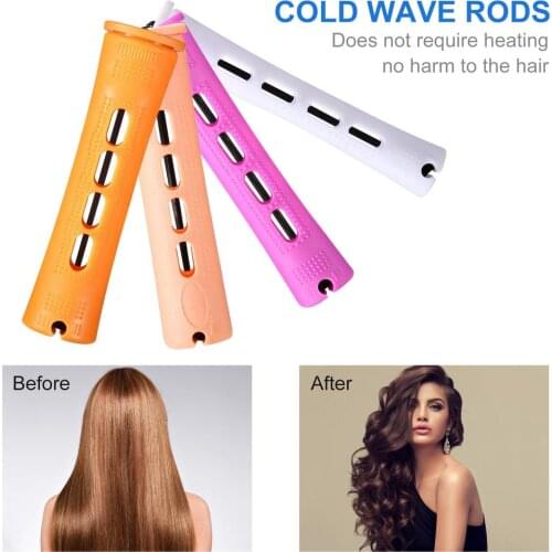 40Pcs Hair Perm Rods Curved Perm Rods Rubber Band Hair Curlers Roller With Lid Hair Curlers Curly Twist DIY Hair Styling Tools
