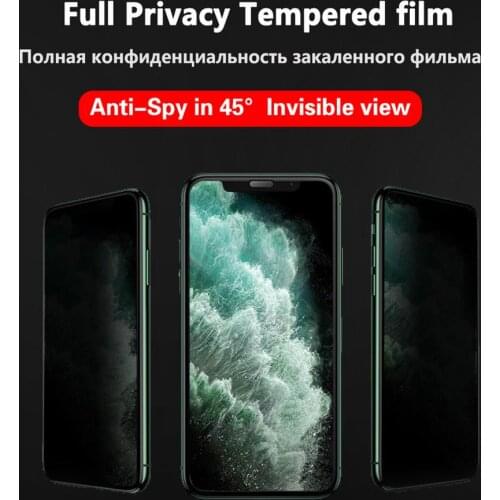 JURCHEN 2PCS Anti-peep Phone Full Glass For iPhone X XR XS Max 6 7 8 6S Plus 11 Pro Max AntiSpy Privacy Protective Tempered Film
