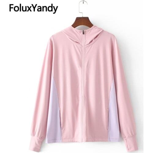 Hooded Women Jacket Plus Size Summer Coats Outerwear Stretched Casual Patchwork Loose Long Sleeve Jackets KKFY5628