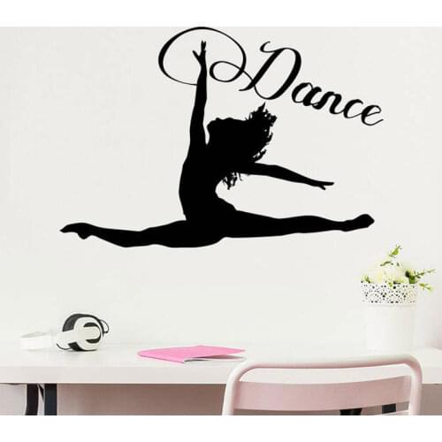 Woman Dancer Girl Silhouette Dancing Gymnastics Acrobatics Wall Sticker Vinyl Interior Room Design Dance Studio Art Decals 4546