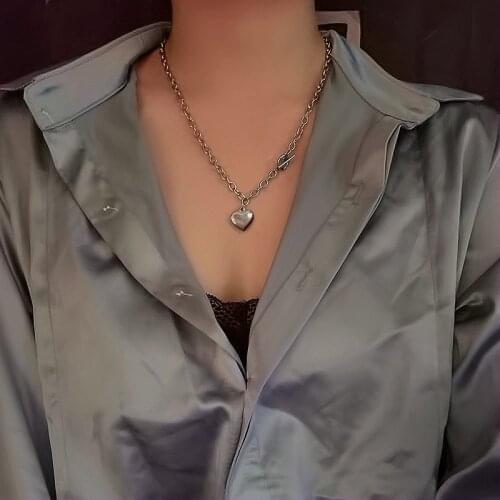 Charm Necklace Stainless Steel Necklaces Silver color Heart Chain For Women Jewelry GIfts